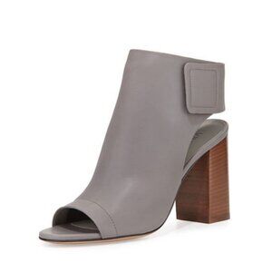 VINCE Faye Open Peep Toe Leather Bootie High Chunky Block Heel Sandal Wrap Boots